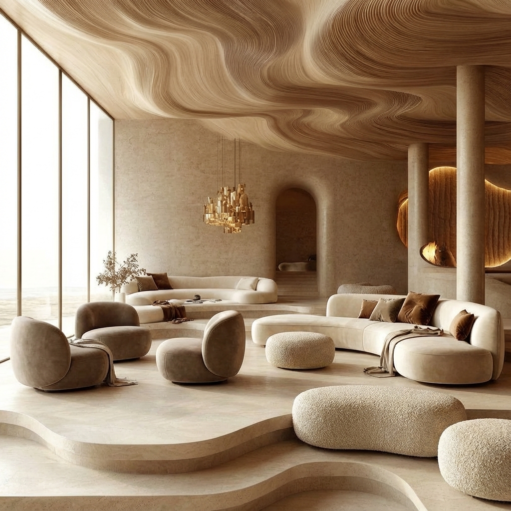 Curved Sofa and Soft Textures