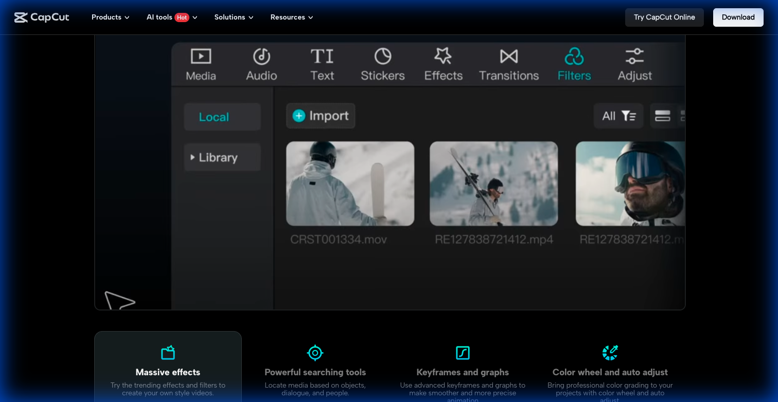 CapCut Desktop interface demonstrating features